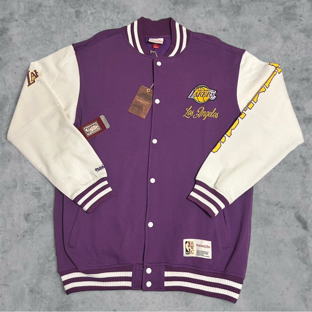 Vintage Los Angeles Lakers Mitchell & Ness Hardwood Classics Varsity Jacket LT